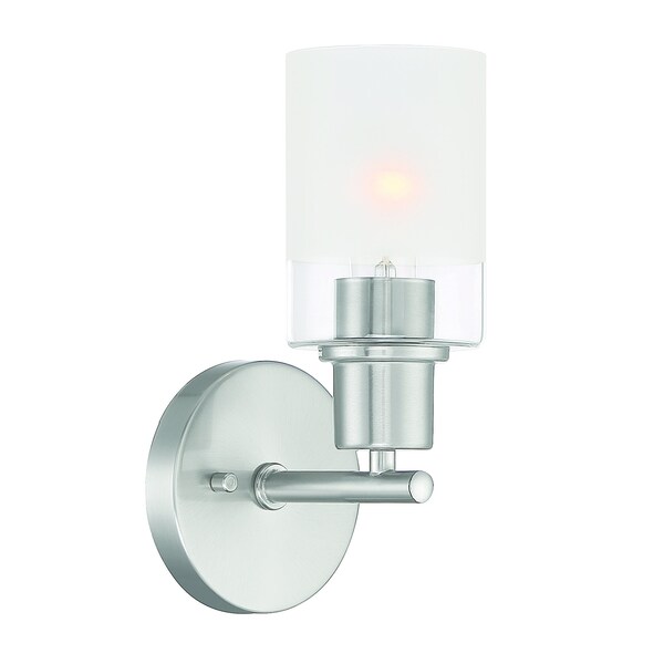 Designers Fountain Cedar Lane 5in 1-Light Brushed Nickel Modern Indoor Wall Sconce with Two-Tone Glass Shade D236M-1B-BN - main